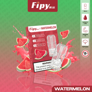 FIPY 冰感西瓜煙彈極致冰爽情境圖，西瓜與冰塊飛濺